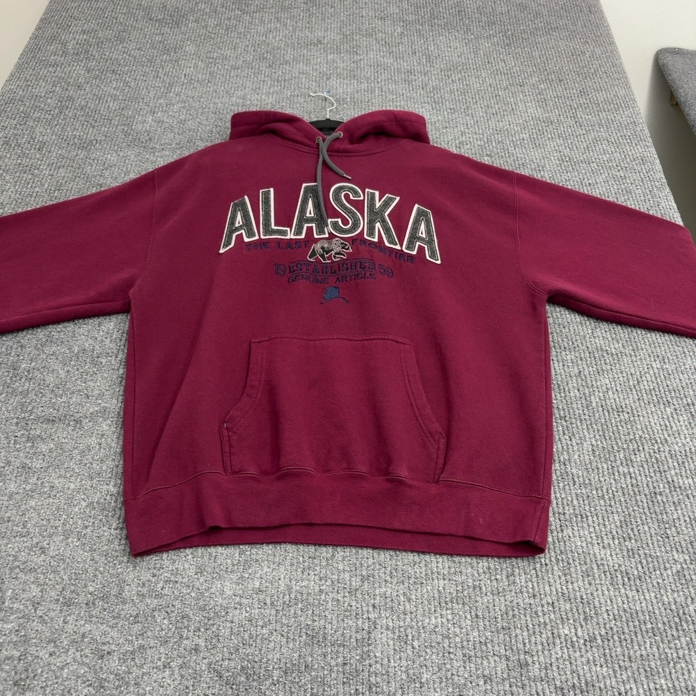Alaska Prairie Mountain Hoodie Mens XL Maroon Cotton Polyester Graphic Gorpcore